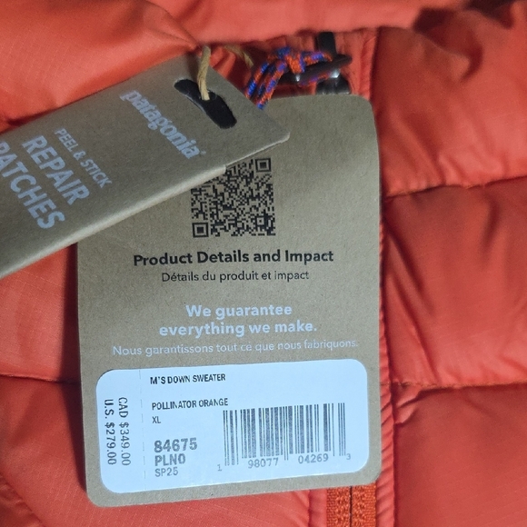 Patagonia Men's Down Sweater in Vibrant Orange - Picture 3 of 5